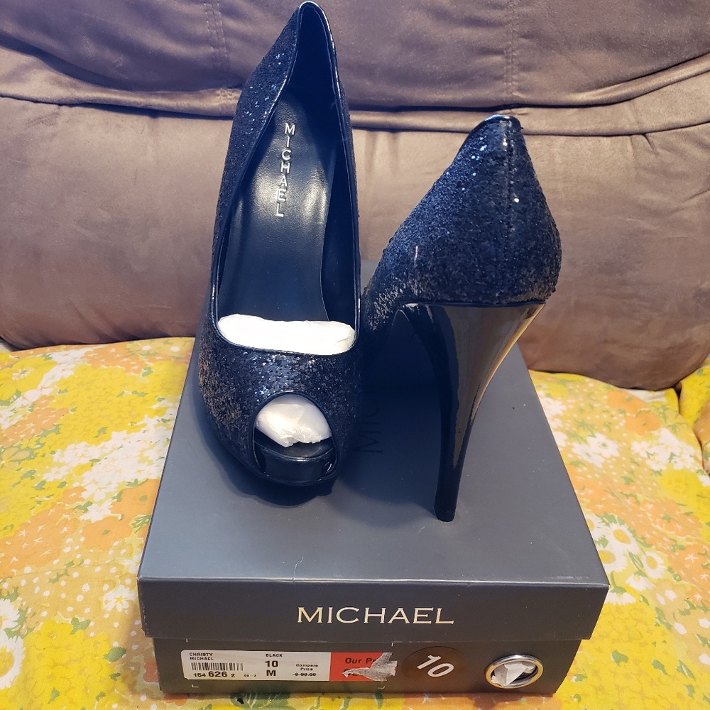 Michael Shannon Black Glitter Platform Shoes